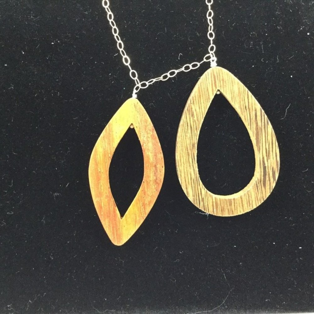 Sterling Silver and Wooden Modern Necklace